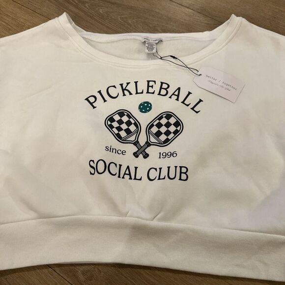 Pickleball Social Club Juniors Long Sleeve Cropped Off Shoulder Shirt XL‎ - Picture 1 of 9